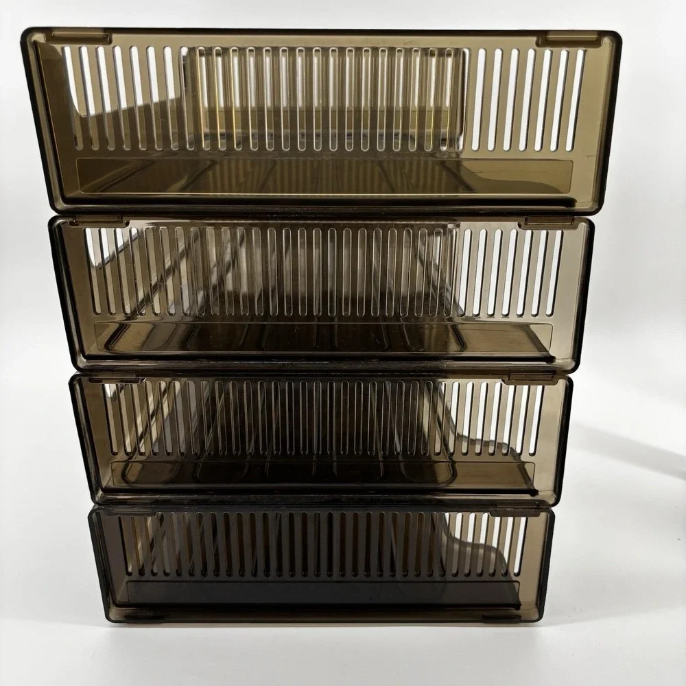 Vintage Rubbermaid Retro Stacking Trays Office Document Brown Amber  MCM Y2K